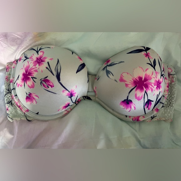 Victoria Secret Pink floral print strapless 36C bra - Picture 1 of 2